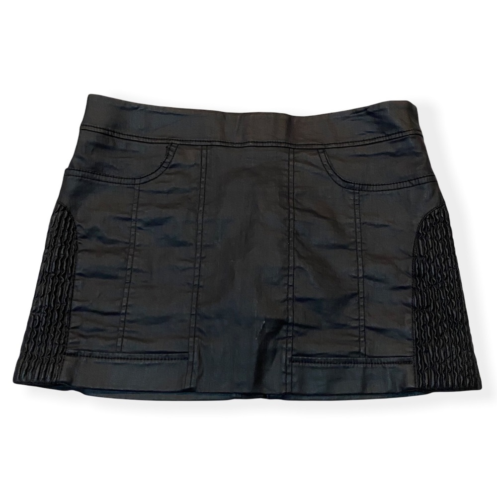 Allsaints Faux Leather Mini Skirt Zipper Black Womens Size 6